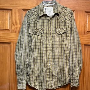 Company 81 Pearl Snap Green Plaid Shirt Size Large